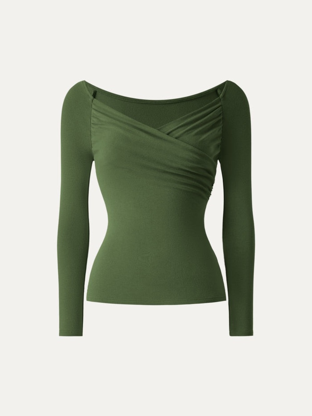 OGL Olive Wrap-Front Long Sleeve Top